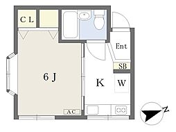 ルピナスオータケ 1Kの間取図画像