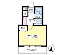 西武池袋線 秋津駅 徒歩9分の賃貸マンション 2階1Kの間取り