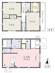 西武池袋線 富士見台駅 徒歩5分の賃貸一戸建て 1階3LDKの間取り
