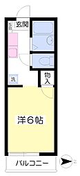 JR中央線 西国分寺駅 徒歩5分の賃貸アパート 2階ワンルームの間取り