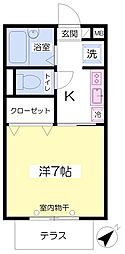 東武東上線 下赤塚駅 徒歩8分の賃貸アパート 1階1Kの間取り