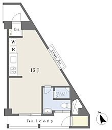 ハナビル ワンルームの間取図画像
