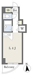 ルミエール大鳥居東館 ワンルームの間取図画像