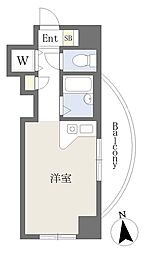 ルミエール大鳥居東館 ワンルームの間取図画像