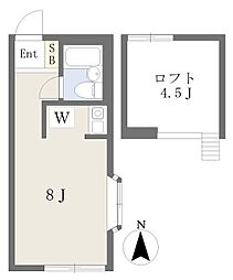 相鉄本線 天王町駅 徒歩14分の賃貸アパート 2階ワンルームの間取り
