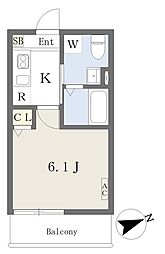 パリュール・スヤマ 1Kの間取図画像
