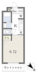 JR東海道・山陽本線 須磨海浜公園駅 徒歩5分の賃貸マンション 2階1Kの間取り