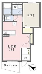 JR東海道・山陽本線 加古川駅 徒歩15分の賃貸アパート 1階1LDKの間取り