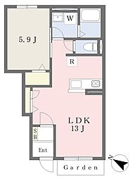 JR東海道・山陽本線 加古川駅 徒歩15分の賃貸アパート 1階1LDKの間取り