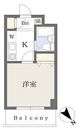 エレガント甲子園 207 3階1Kの間取り