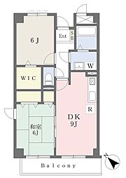 レジェンド甲東園 2DKの間取図画像