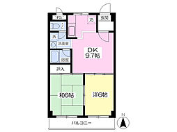 ハピネス園田 1LDKの間取図画像