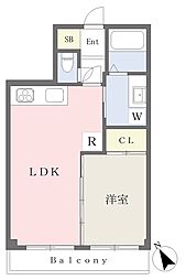 フルール甲陽園駅前 1LDKの間取図画像