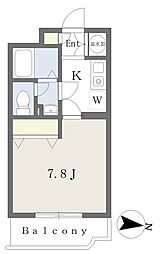 クレセント西山 1Kの間取図画像