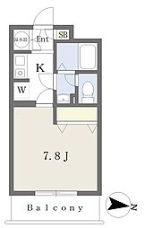 クレセント西山 1Kの間取図画像