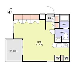 Ｎ．Ｈａｕｓ 3階ワンルームの間取り