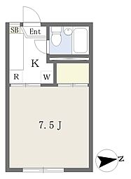 シティハウス目白 1Kの間取図画像
