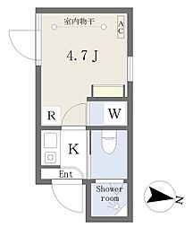 Growcel下落合 1Kの間取図画像