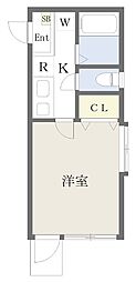 メリス西新宿 1Kの間取図画像