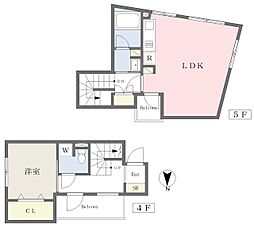 クーカイ・テラス四谷 1LDKの間取図画像
