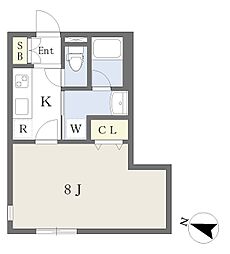 西早稲田YKTERRACE 1Kの間取図画像