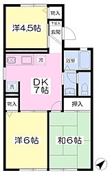 クレセント水下 1階3DKの間取り