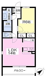 パレス港南台 1階1LDKの間取り