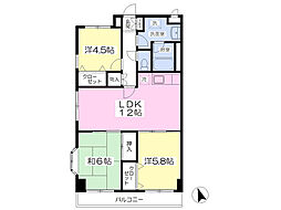 フォレスタ洋光台 4階3LDKの間取り