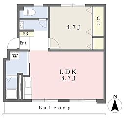 グリーティングコーポ 3階1LDKの間取り