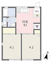 アークジュネス 2DKの間取図画像