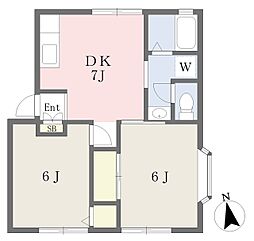 シャルマンA.1 2DKの間取図画像