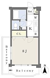 ウッディーベル3 1Kの間取図画像