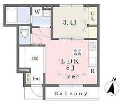 グランツコート 1LDKの間取図画像