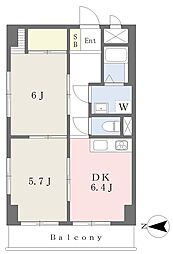 グランドール上大岡 2DKの間取図画像
