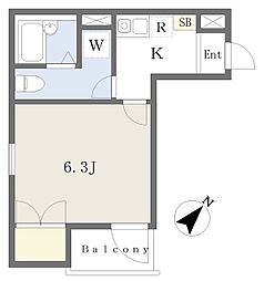横浜市磯子区中原2丁目アパート 1Kの間取図画像