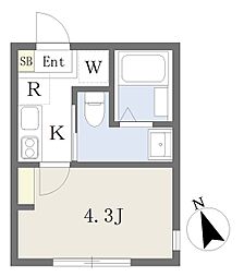 プラナス港南台 1Kの間取図画像