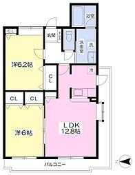 シャトゥーレ港南台 2LDKの間取図画像