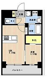 沖縄都市モノレール 県庁前駅 徒歩7分の賃貸マンション 9階1LDKの間取り