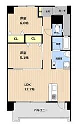 沖縄都市モノレール 旭橋駅 バス35分 役場入口下車 徒歩7分の賃貸マンション 2階2LDKの間取り