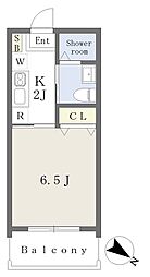 リバーコート 1Kの間取図画像