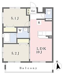 浦添市屋富祖2丁目マンション 2LDKの間取図画像