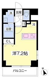 フォルトゥーナII 3階ワンルームの間取り
