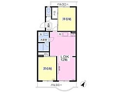 シャルムプルメリア 2LDKの間取図画像