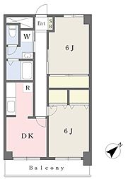 第5ヒルトップ梶ヶ谷 2DKの間取図画像
