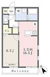 ヴェルデュール宮前平 1LDKの間取図画像