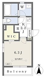 ベルデュール千年 1Kの間取図画像