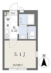 アリビオNICO 1Kの間取図画像