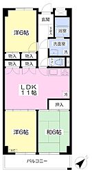 ルポレジオン宮崎台 3LDKの間取図画像