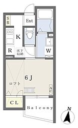 コスモポリタン 1Kの間取図画像