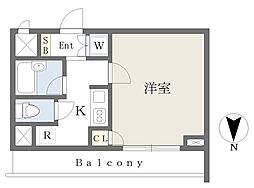 ルーブル森下 2階1Kの間取り